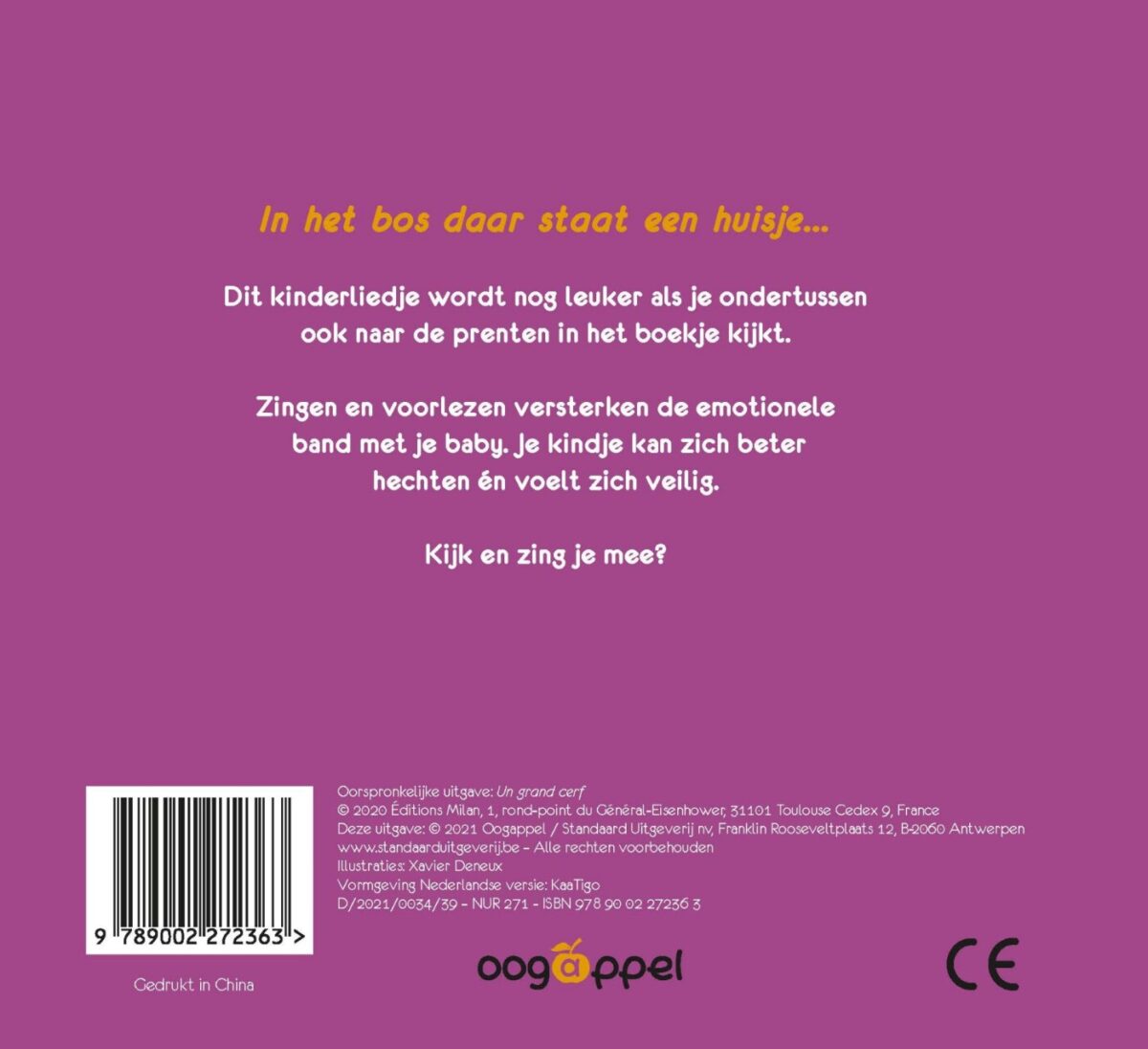 In het bos daar staat een huisje – achterflap
