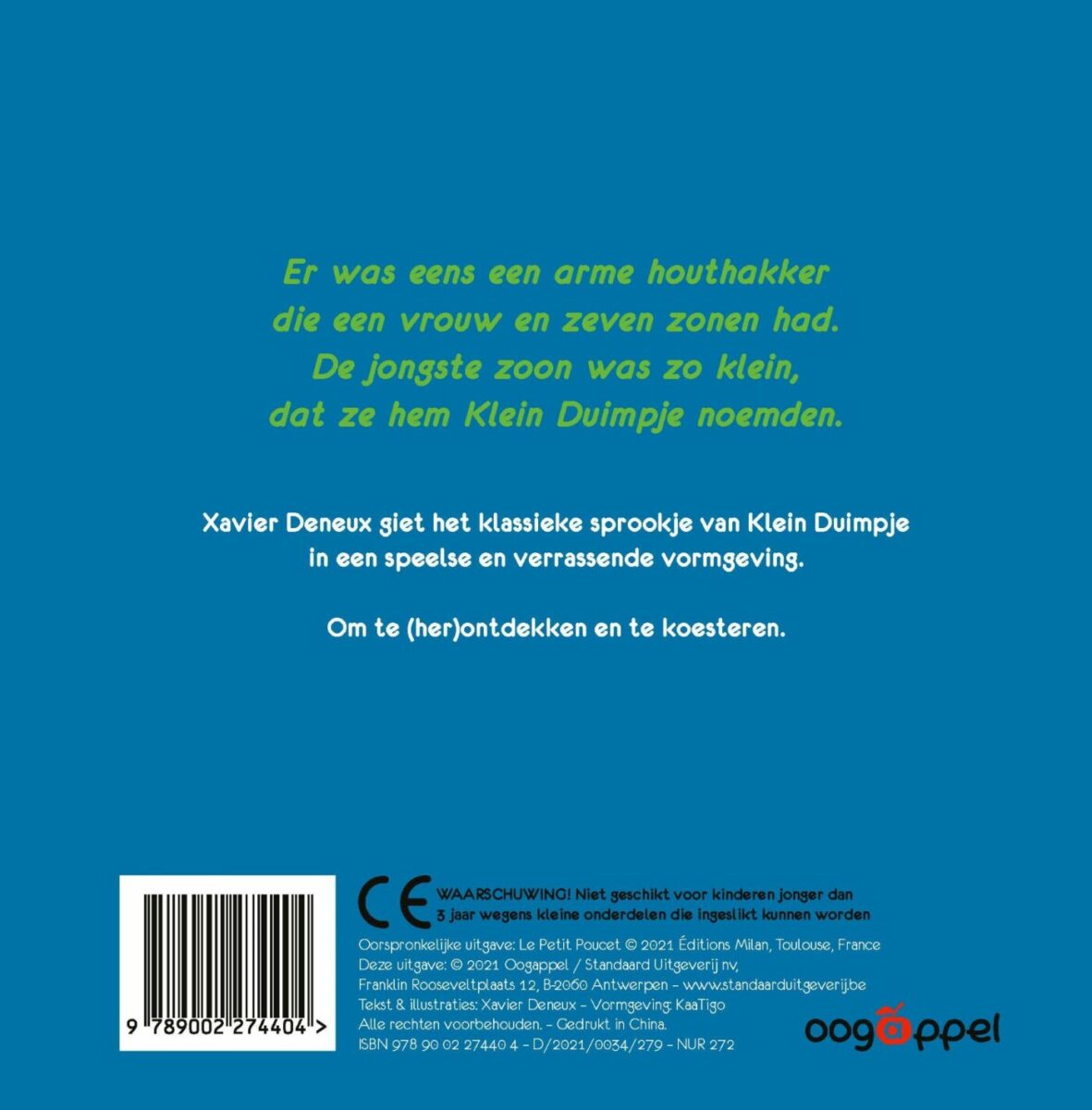 Klein Duimpje – achterflap