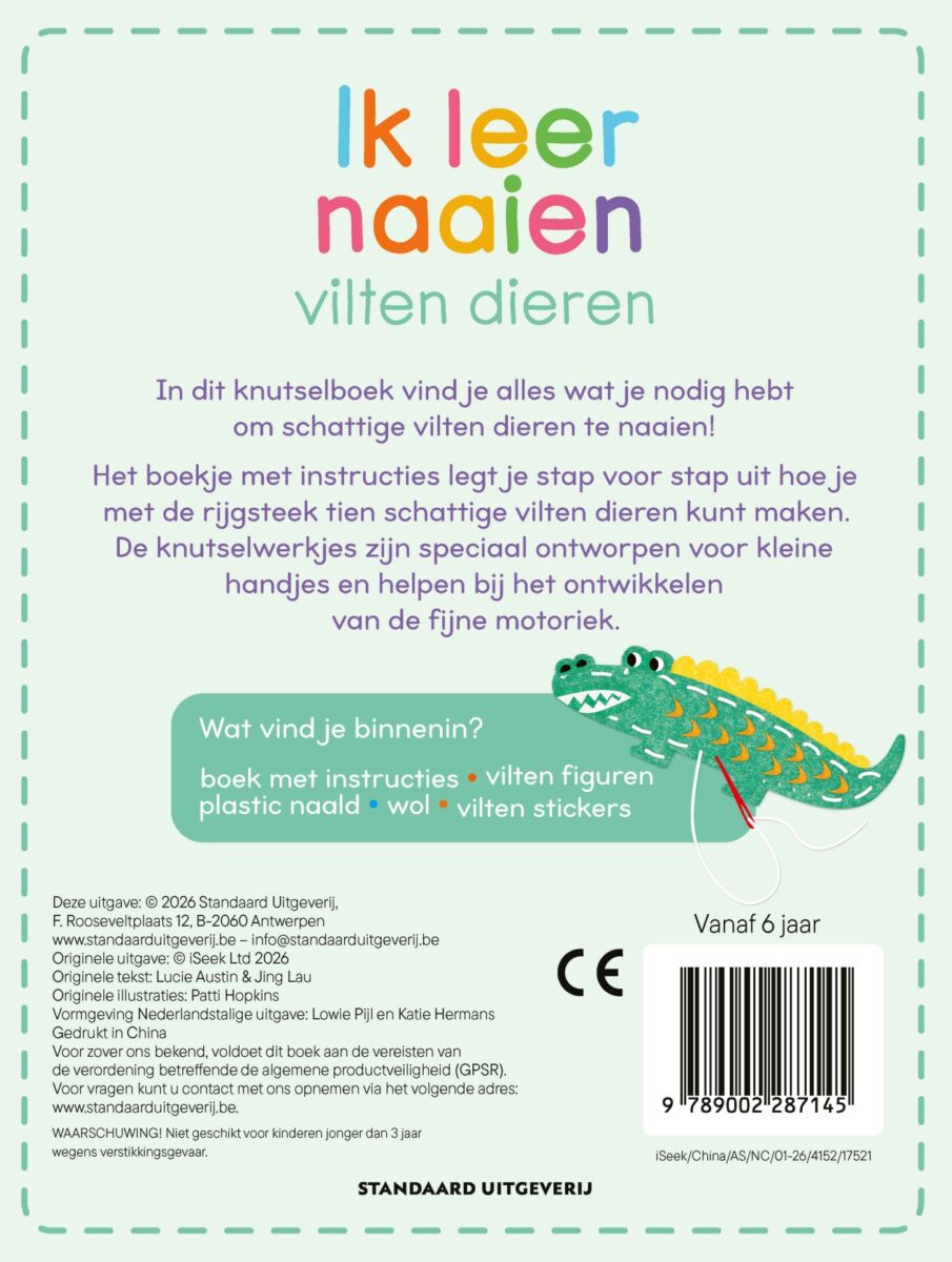 Ik leer naaien: vilten dieren – achterflap