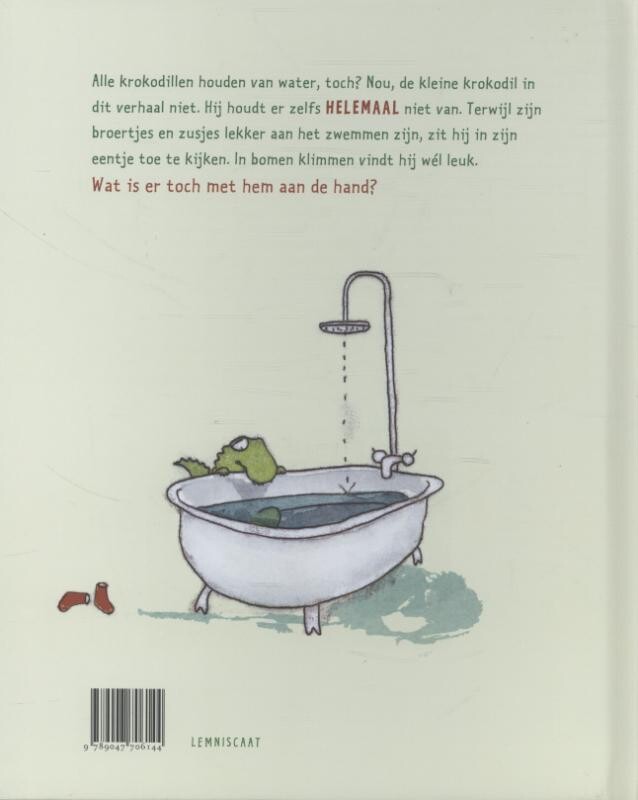 De krokodil die niet van water hield – achterflap