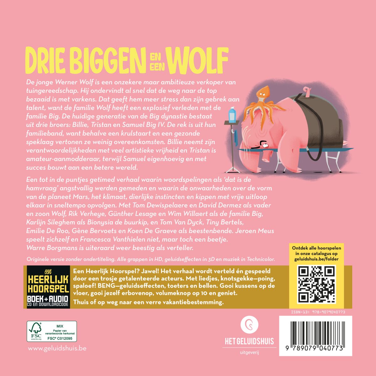 Drie biggen en een wolf – achterflap