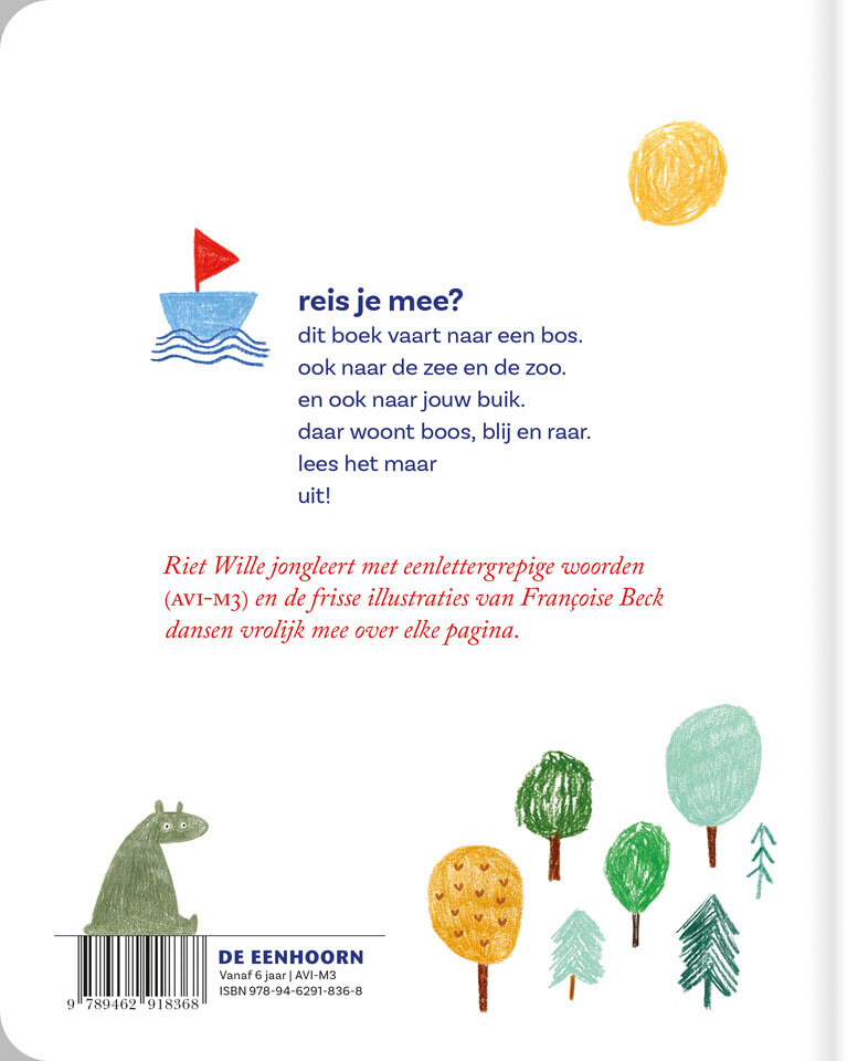 Een boot vaart naar het bos – achterflap
