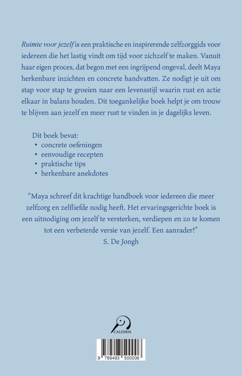 Ruimte voor jezelf β achterflap
